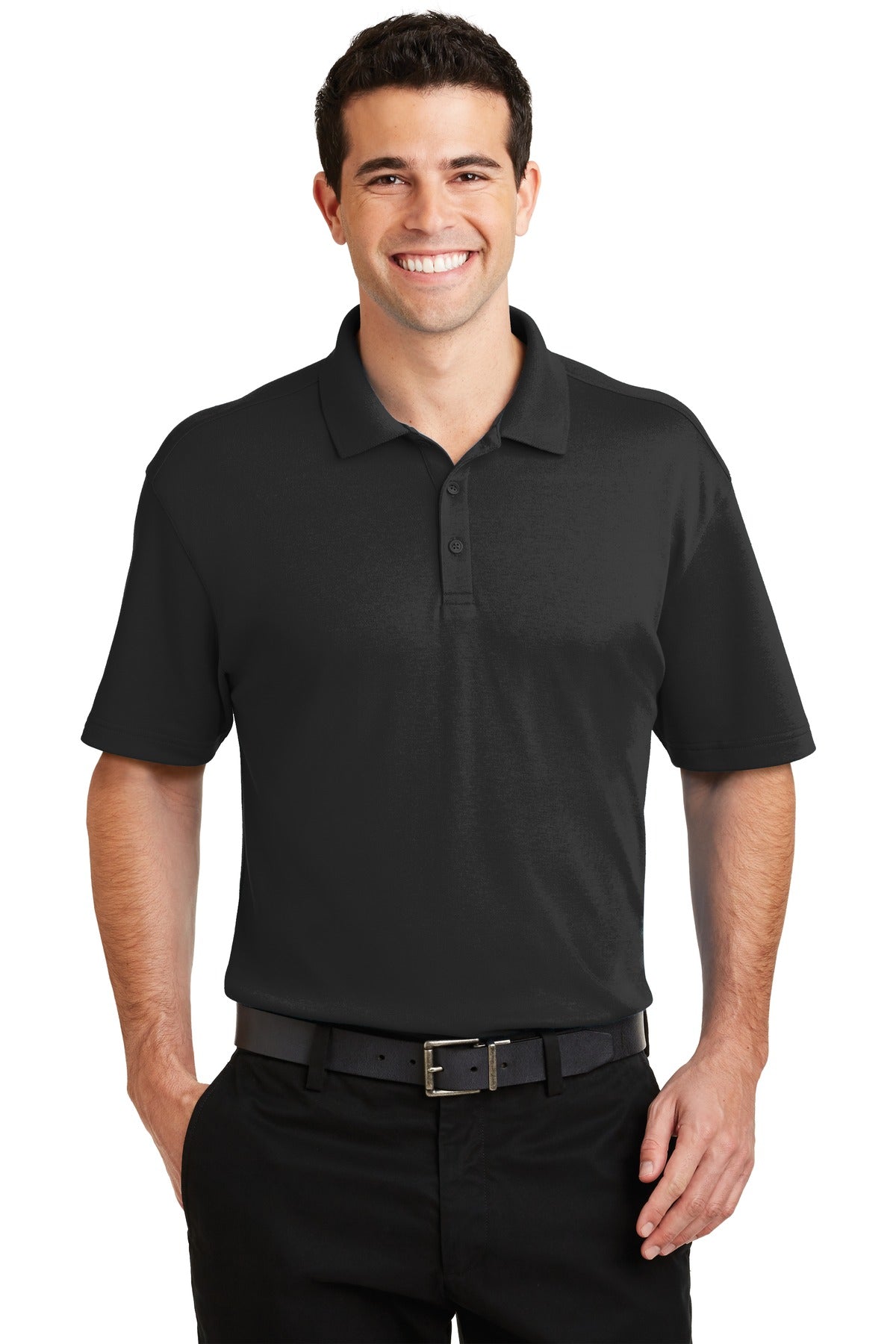 Port Authority Silk Touch Interlock Performance Polo - Black