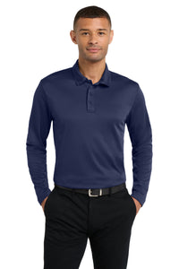 Port Authority Silk Touch Performance Long Sleeve Polo - Navy