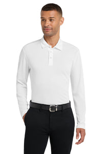 Port Authority Silk Touch Performance Long Sleeve Polo - White