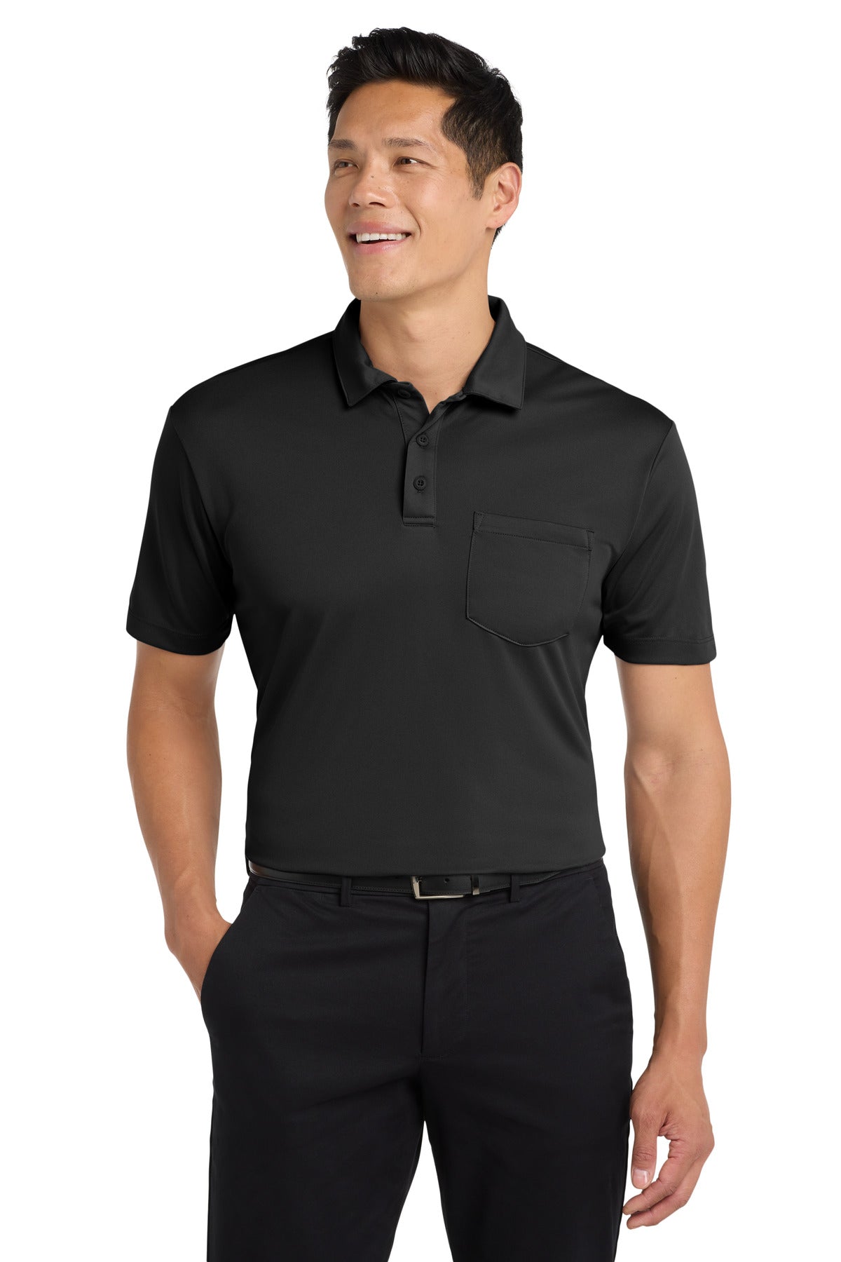 Port Authority Silk Touch Performance Pocket Polo - Black
