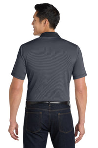 DISCONTINUED Port Authority Fine Stripe Performance Polo - Graphite/ Black Back