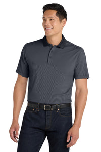 DISCONTINUED Port Authority Fine Stripe Performance Polo - Graphite/ Black