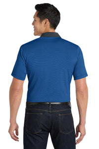 DISCONTINUED Port Authority Fine Stripe Performance Polo - Seaport Blue/ Dress Blue Navy Back