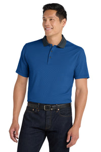 DISCONTINUED Port Authority Fine Stripe Performance Polo - Seaport Blue/ Dress Blue Navy