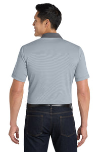 DISCONTINUED Port Authority Fine Stripe Performance Polo - White/ Shadow Grey Back