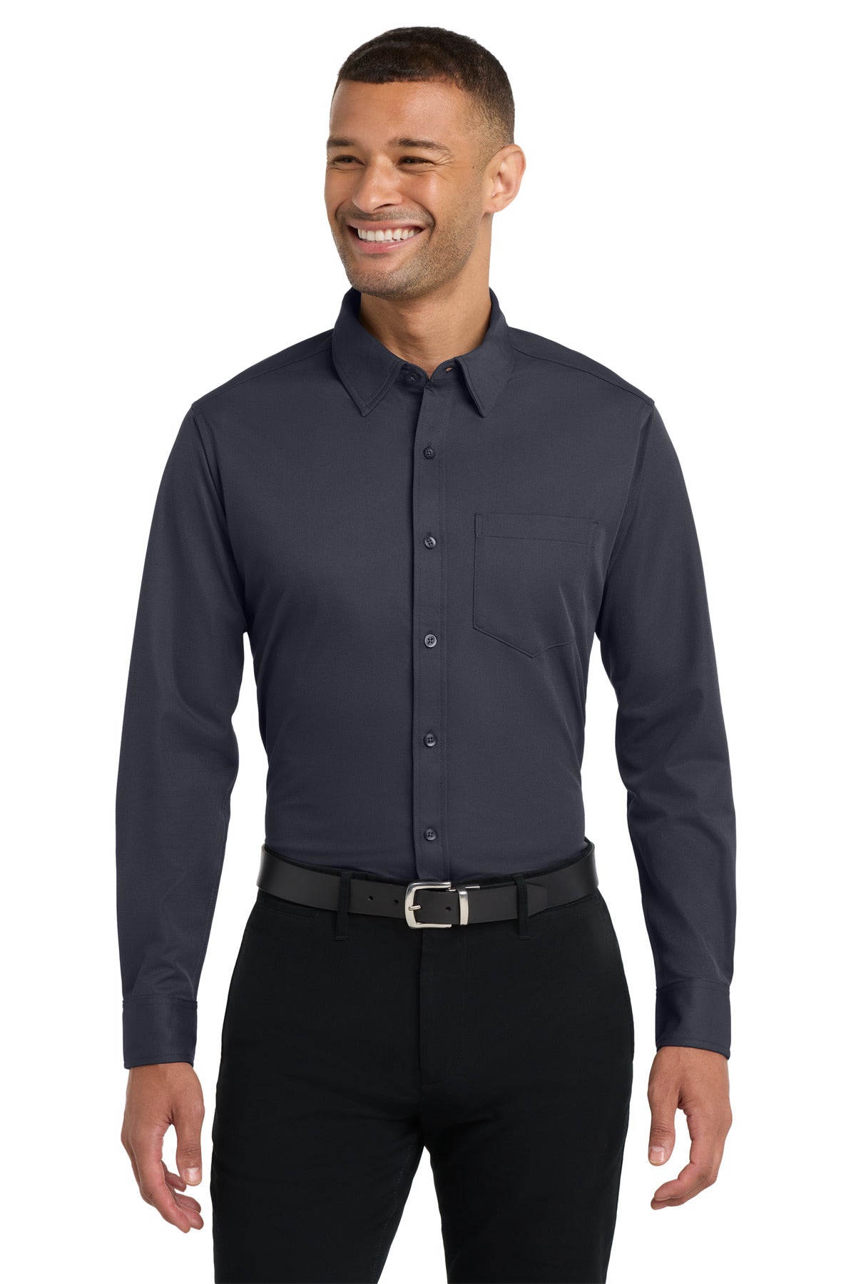 Port Authority Dimension Knit Dress Shirt - Battleship Grey