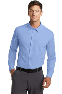 Port Authority Dimension Knit Dress Shirt - Dress Shirt Blue
