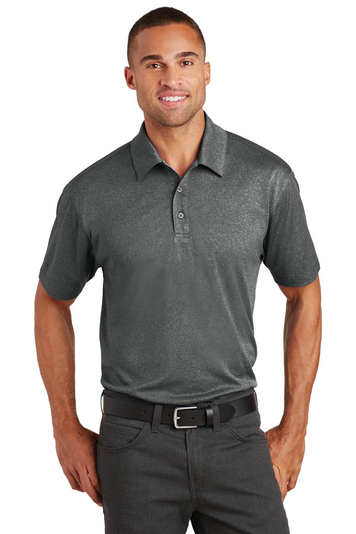Port Authority Trace Heather Polo - Charcoal Heather