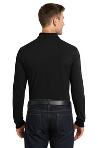 Port Authority EZCotton Long Sleeve Polo - Black Back