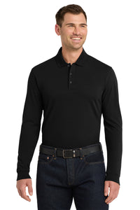 Port Authority EZCotton Long Sleeve Polo - Black
