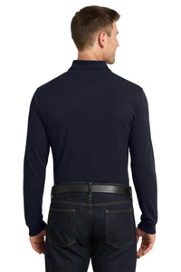 Port Authority EZCotton Long Sleeve Polo - Navy Back