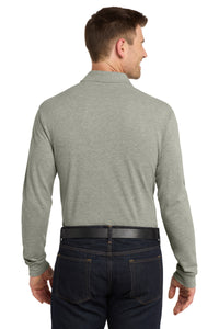 Port Authority EZCotton Long Sleeve Polo - Oxford Heather Back