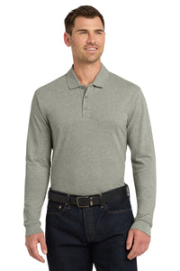 Port Authority EZCotton Long Sleeve Polo - Oxford Heather