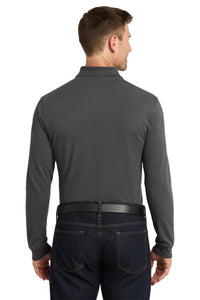 Port Authority EZCotton Long Sleeve Polo - Sterling Grey Back
