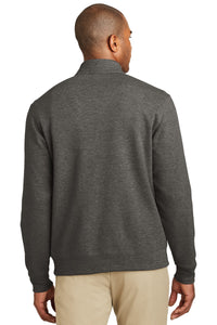 Port Authority Interlock 1/4-Zip - Charcoal Heather/ Medium Heather Grey Back