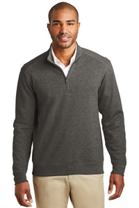 Port Authority Interlock 1/4-Zip - Charcoal Heather/ Medium Heather Grey
