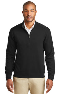 Port Authority Interlock 1/4-Zip - Deep Black/ Charcoal Heather