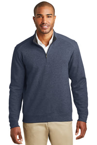 Port Authority Interlock 1/4-Zip - Estate Blue Heather/ Charcoal Heather