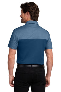 Port Authority Fine Pique Blend Blocked Polo K831 - Aegean Blue/ Aegean Blue Heather Back