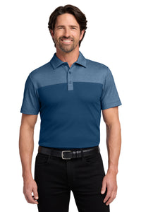 Port Authority Fine Pique Blend Blocked Polo K831 - Aegean Blue/ Aegean Blue Heather