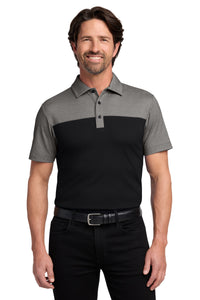 Port Authority Fine Pique Blend Blocked Polo K831 - Deep Black/ Charcoal Heather