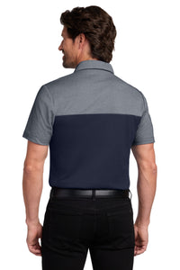 Port Authority Fine Pique Blend Blocked Polo K831 - River Blue Navy/ River Blue Navy Heather Back