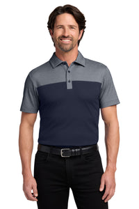 Port Authority Fine Pique Blend Blocked Polo K831 - River Blue Navy/ River Blue Navy Heather