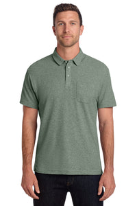 Port Authority C-FREE Cotton Blend Pique Pocket Polo K868 - Dark Green Heather