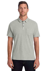 Port Authority C-FREE Cotton Blend Pique Pocket Polo K868 - Deep Smoke Heather