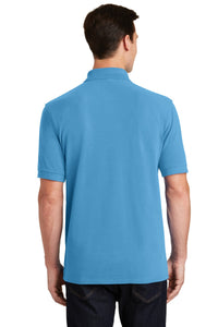 Port & Co Combed Ring Spun Pique Polo - Aquatic Blue Back