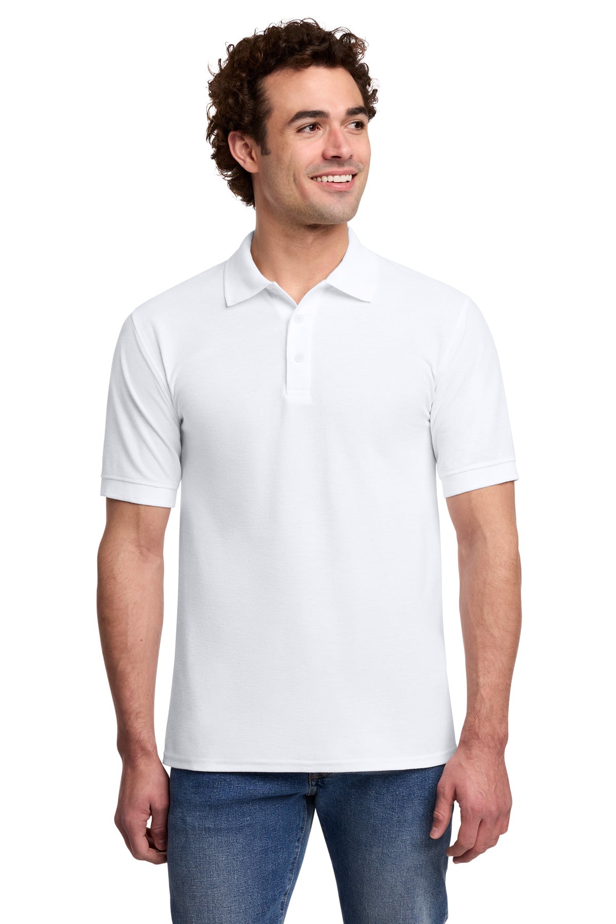 Port & Co Core Blend Pique Polo - White