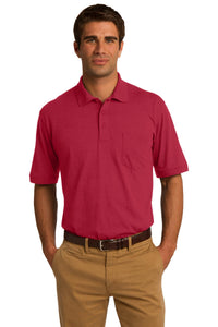 Port & Co Core Blend Jersey Knit Pocket Polo - Red