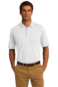 Port & Co Core Blend Jersey Knit Pocket Polo - White