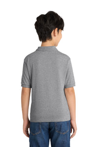 Port & Co Youth Core Blend Jersey Knit Polo - Athletic Heather Back
