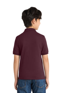 Port & Co Youth Core Blend Jersey Knit Polo - Athletic Maroon Back