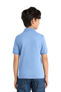 Port & Co Youth Core Blend Jersey Knit Polo - Light Blue Back
