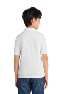 Port & Co Youth Core Blend Jersey Knit Polo - White Back