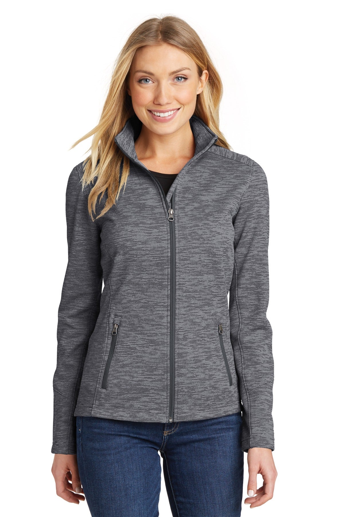 Port Authority Women's Digi Stripe Fleece Jacket - Black