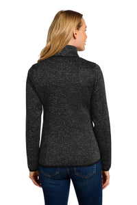 Port Authority Women's Sweater Fleece Jacket - Black Heather Back