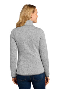 Port Authority Women's Sweater Fleece Jacket - Grey Heather Back