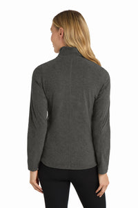 Port Authority Women's Heather Microfleece Full-Zip Jacket - Black Charcoal Heather Back