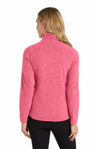 Port Authority Women's Heather Microfleece Full-Zip Jacket - Pink Raspberry Heather Back