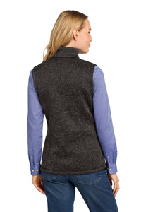 Port Authority  Women's Sweater Fleece Vest L236 - Black Heather Back