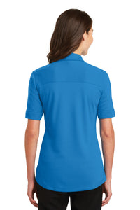 Port Authority Ladies Silk Touch Interlock Performance Polo - Brilliant Blue Back