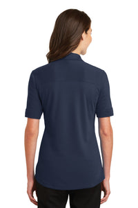 Port Authority Ladies Silk Touch Interlock Performance Polo - Navy Back