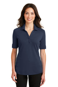 Port Authority Ladies Silk Touch Interlock Performance Polo - Navy