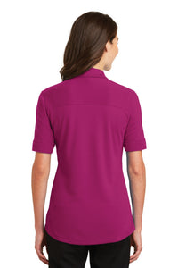 Port Authority Ladies Silk Touch Interlock Performance Polo - Pink Azalea Back