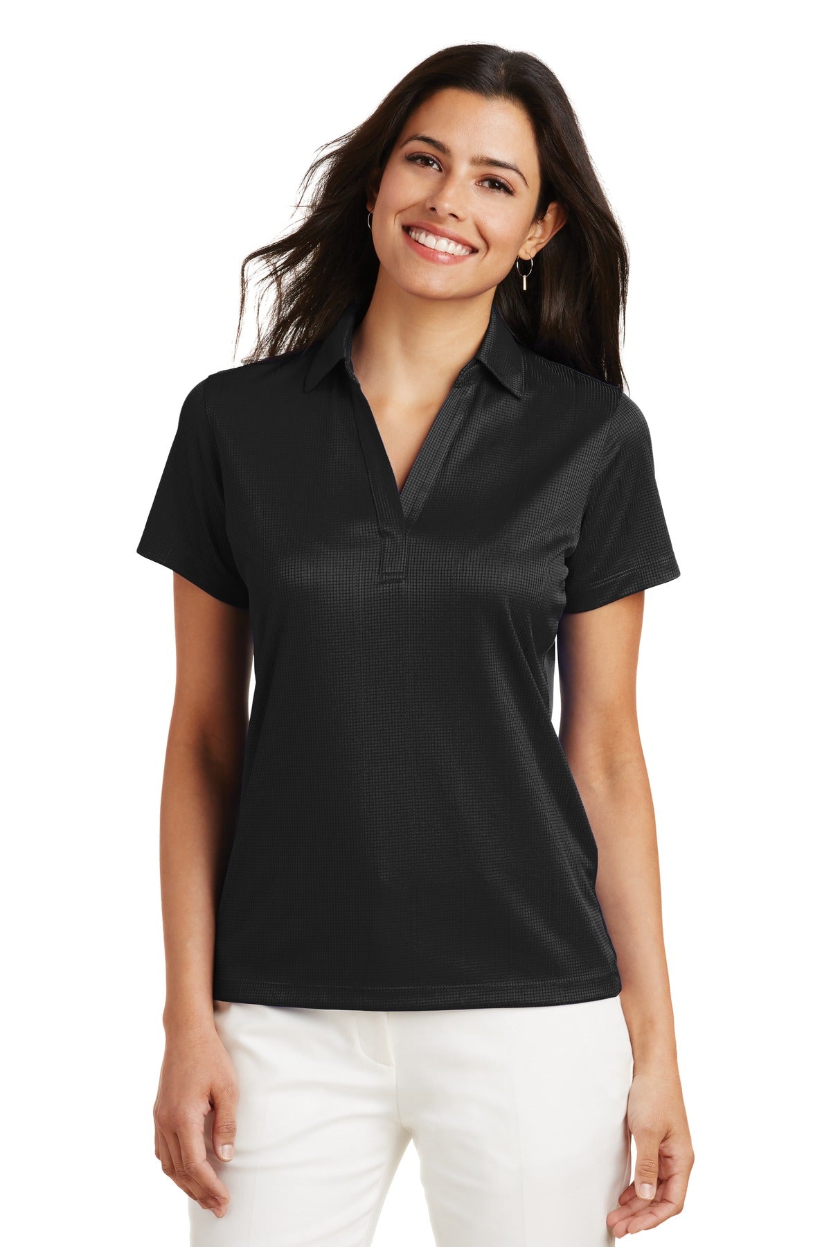 Port Authority Women's Performance Fine Jacquard Polo - Black