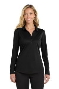 Port Authority  Women's Silk Touch   Performance Long Sleeve Polo - Black
