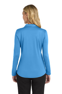 Port Authority  Women's Silk Touch   Performance Long Sleeve Polo - Carolina Blue Back